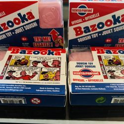Bazooka Gum Scented Squishi Toy, which is a soft, squeezable stress-relief or fidget toy designed to look and smell like classic Bazooka bubble gum