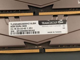 16gb (8x2) DDR4 3600 MHZ ram