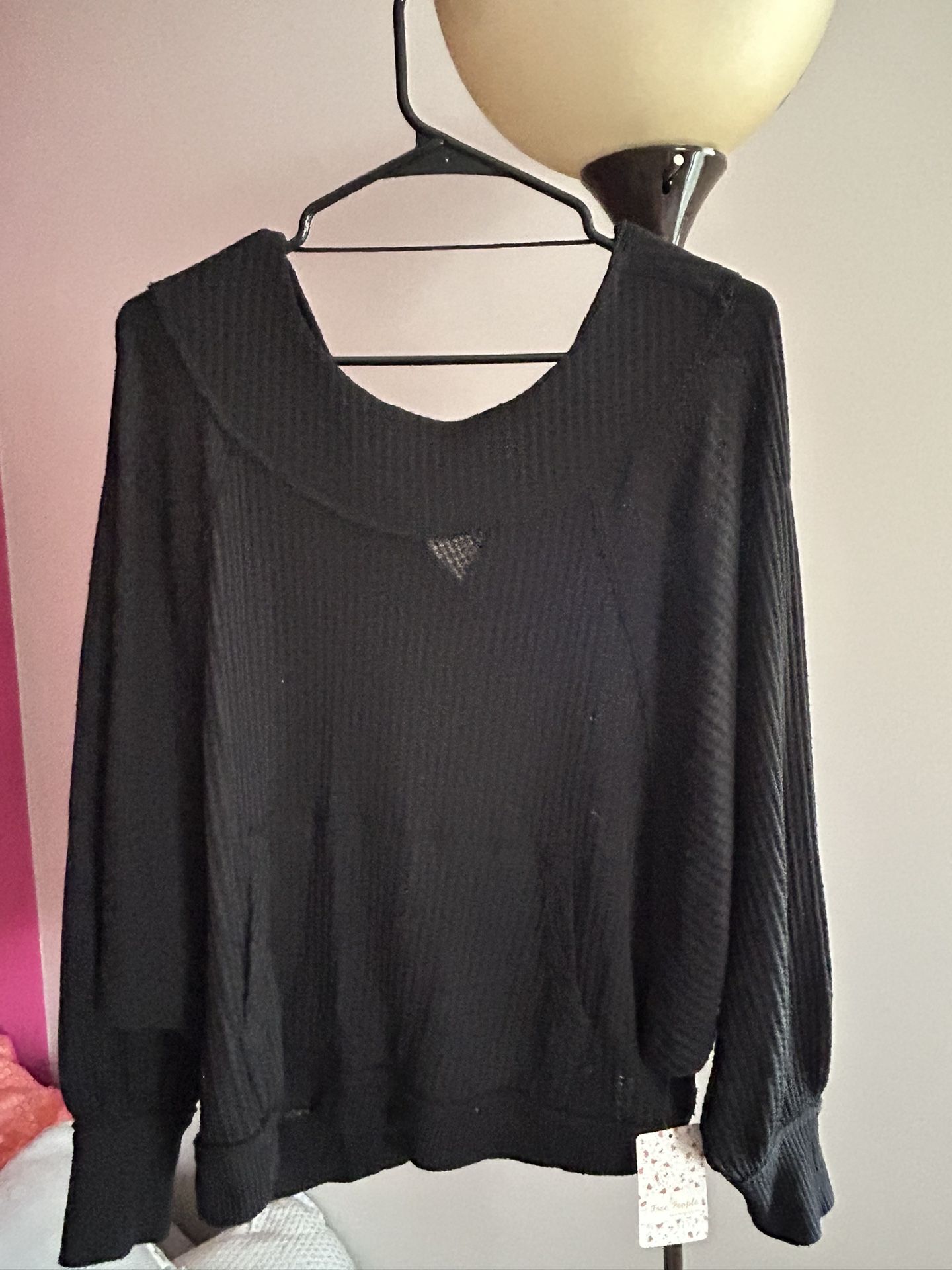 Free People Westend Thermal Top Black Size Small