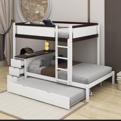 New full Bunk Trundle Bed, Desk 