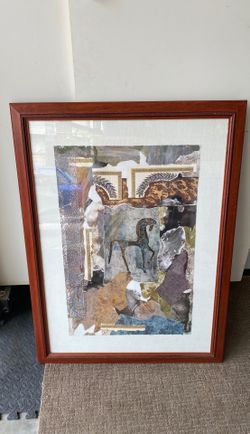 Horse Wall Painting with Wood Frame
