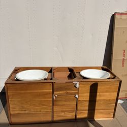 Mid-Century Style Solid Wood Double Vanity