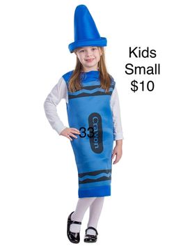 Kids Blue Crayon Small Halloween School Costume/ Disfraz de Color Azul Niños Chico
