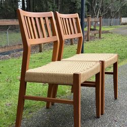 Mid century modern Danish solid teak chairs 