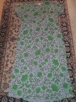 Lularoe Women's Size 3XL Gray W/ Green Ivy Pattern Cap Sleeve Maxi Dress NWOT