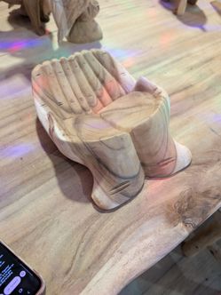 Hand-Carved Wooden Praying Hands Sculpture