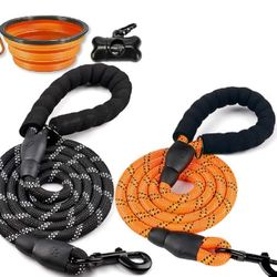 2 Pack Dog Leash 6 FT Thick Durable Nylon Rope - Comfortable Padded 


