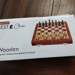 Chess Set 7" x 7" Wooden Magnetic Folding Board