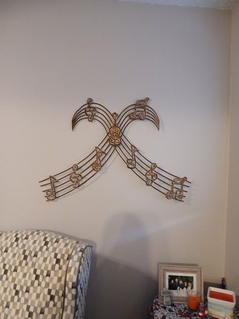 Vintage Music Notes Metal Wall Art Rustic 36in X 26in