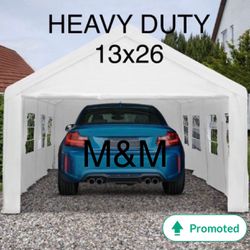 13x26ft Party Tent Heavy Duty Outdoor Gazebo White Party Wedding Tent Canopy Shelter Carport