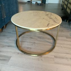 Marble & Brass Round Coffee Table  30x19