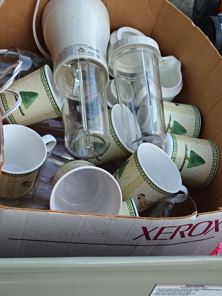 Box Full Of Coffee Cups Cups And Grinder You Get It All