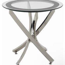 Coaster Furniture Norwood End Table with Tempered Glass Top Chrome and Clear 