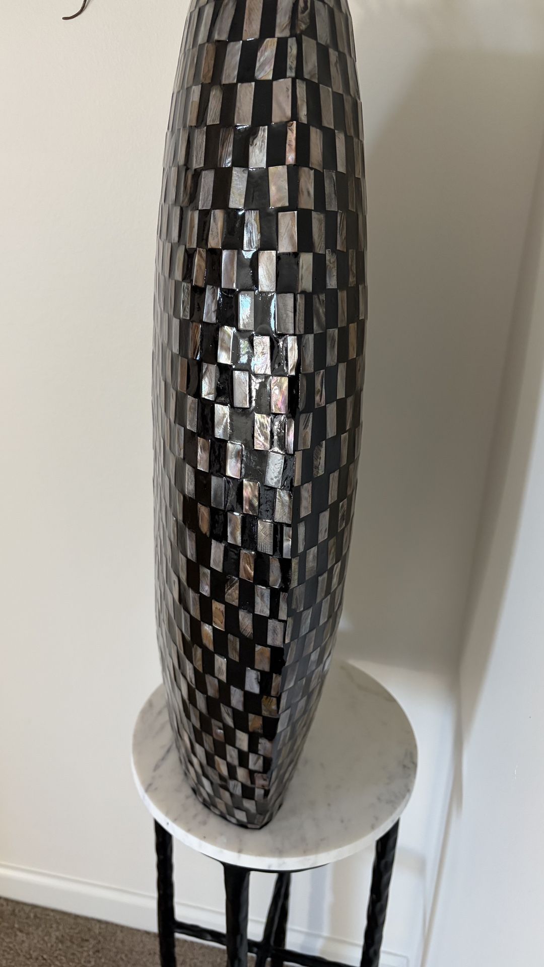 Large Black Mosaic Vase - Brand New