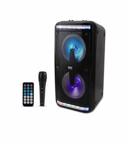 Pyle Bluetooth Speaker and PA System - Portable Stereo Karaoke System with Wired Mic, Built-in LED Party Lights, MP3/USB/Micro SD Readers, FM Radio, 8