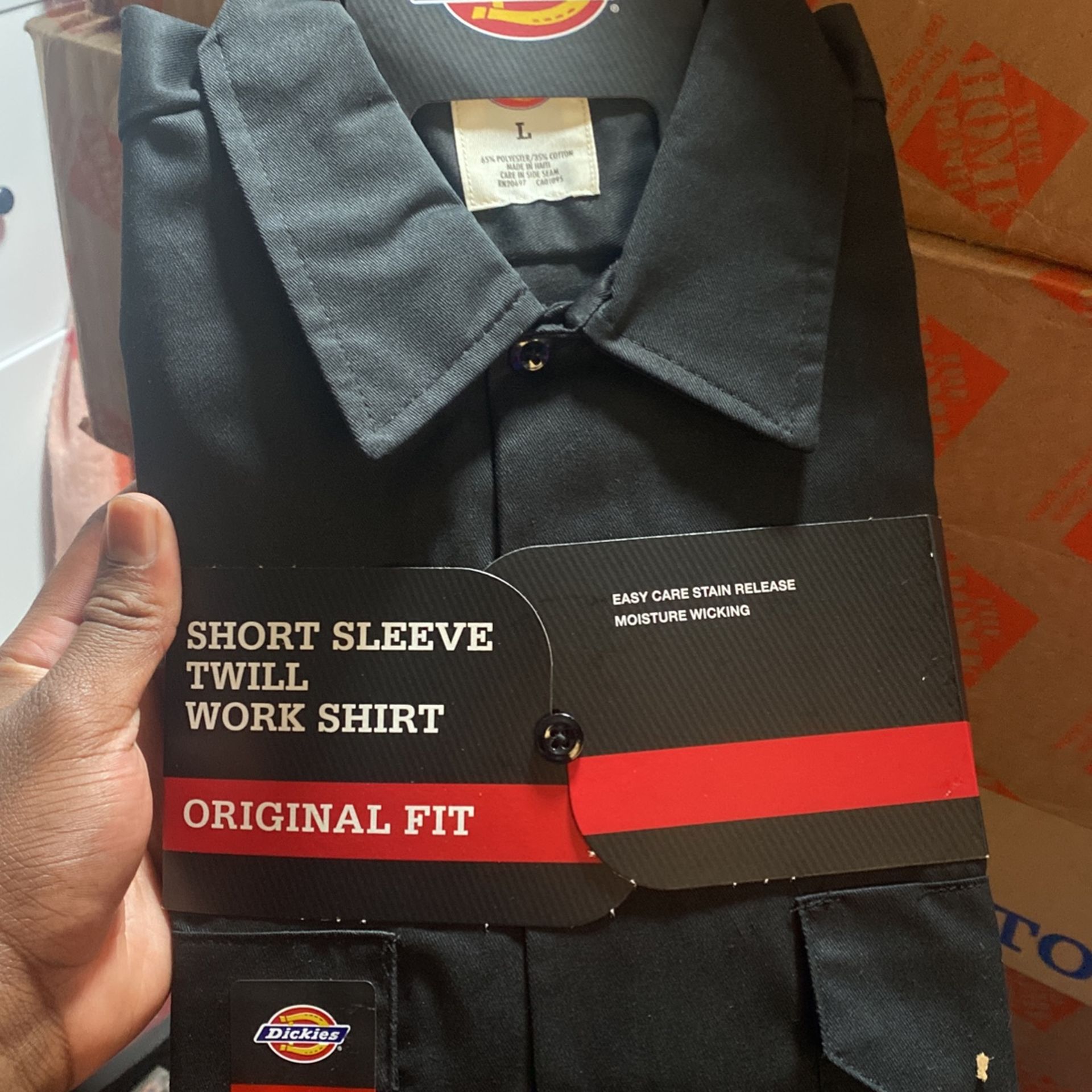 Short Sleeve Work Shirt, Black XL And L