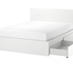King Size Bed Framed White 