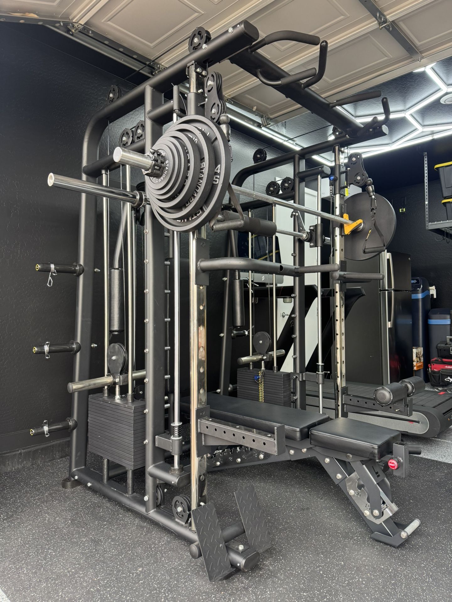 LLERO Commercial P1 Smith Machine - Weights, Mats & Bench Included - Free Delivery & Assembly