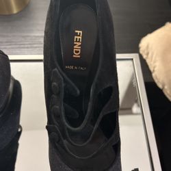 Beautiful Italian Designer Heels FENDI With Light Crystal Encrusted Toe 