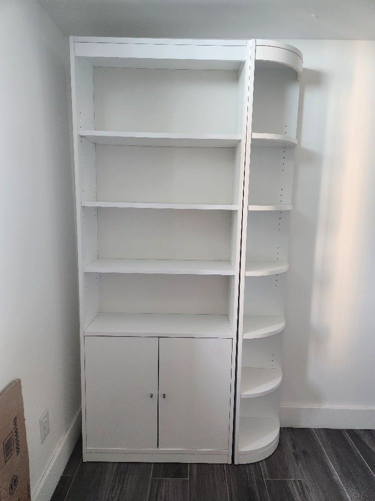 🔥 MODERN WHITE SHELVING UNIT + CURVED SIDE SHELF – STYLISH & FUNCTIONAL 🔥