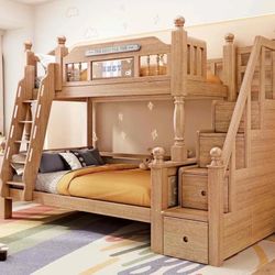 Brand New Solid Wood Bunk Bed – Convertible, 1.2m/1.5m, Twin & Full Size