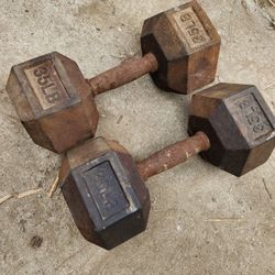 35lb Rubber Hex Dumbells Gym Weights Set $55 Pair