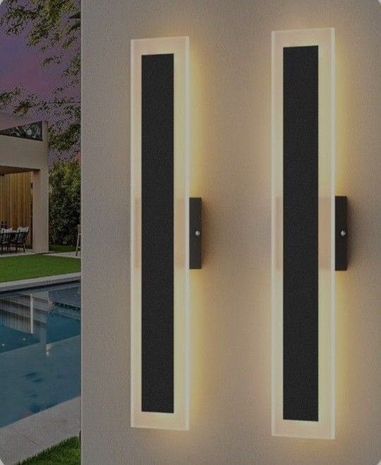 New 2 Pack 23.6" LED Outdoor Wall Lights Dimmable, Long Linear Wall Mount Lighting Fixture, IP65 Waterproof 