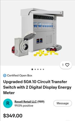 50A 10 Circuit Transfer Switch with Digital Energy Meters