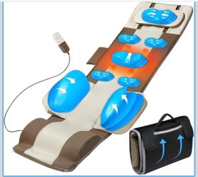 Full Body Massage Mat with Airbags Stretching & Heating, 3D Lumbar Traction & Relaxation, Back Massager Pad, 4 Modes 3 Intensities 3 Heat Levels, PU L