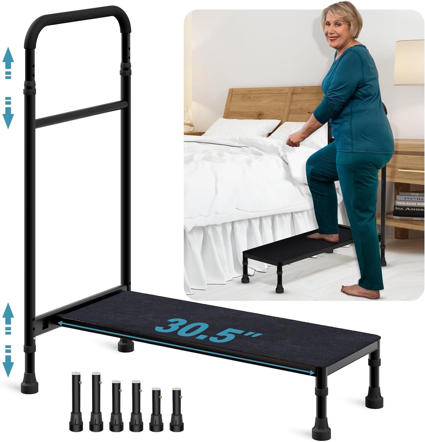 Bed Step Stool with Handle for Elderly Adults