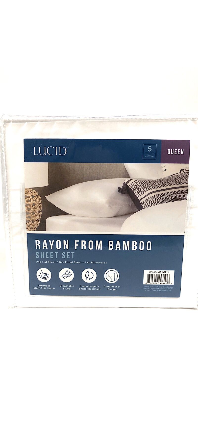 🎄🎁 Bamboo Sheet Set (Lucid Rayon From Bamboo)- 4 Piece Queen White Sheet Set- Brand New