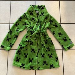 Minecraft Youth Kids Size 10 PJ Pajamas Robe Green Creeper 