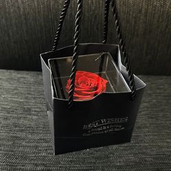Preserved Rose with Necklace, box, bag and card. Gift For Valentine's, anniversaries, Mothers Day