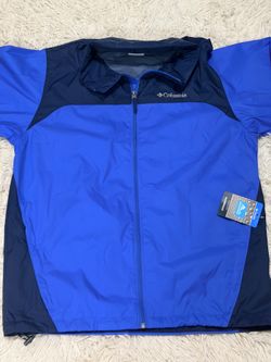 Columbia Glennaker Lake Hooded Nylon Blue Rain Jacket Men's SIZE- M
