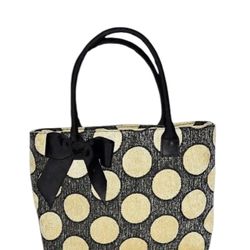 Talbots Polka Dot Tote Bag with Bow Accent