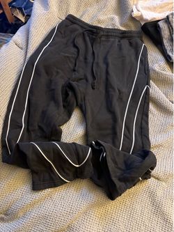 Black Sweatpants with White Side Stripes