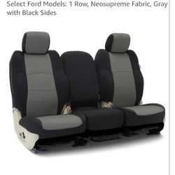 Coverking Custom Fit Seat Cover Designed for Select Ford Models: 1 Row, Neosupreme Fabric, Gray with Black Sorg $150