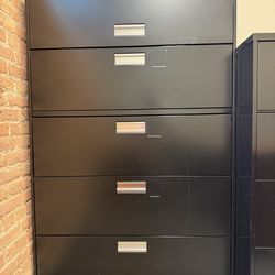 5‑Drawer Lateral File Cabinet – Black Metal