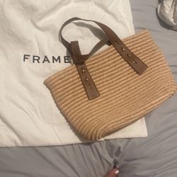 Frame Raffia Tote Bag
