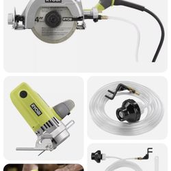 RYOBI Wet Tile Saw 4 in. 12 Amp Bevel Plunge Water-Pump Lock-On Trigger Corded