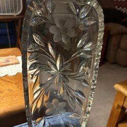 Cut Glass Relish Dish vintage mid century