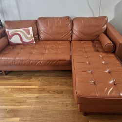 saddle brown leather couch $580