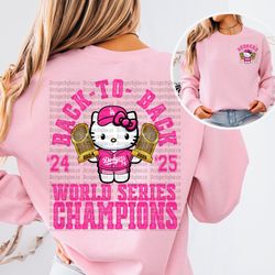 Hello Kitty Dodgers, Los Angeles, Back To Back, Crewneck, Custom Shirts, Custom Apparel 
