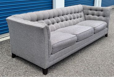 Thomasville TUFTED sofa couch gray chesterfield