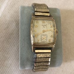 Vintage Elgin Art Deco Gold Plated Hand Wind 17 J Swiss Made Works Good 