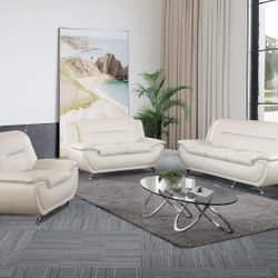 Modern Style White Leather Couch Set 