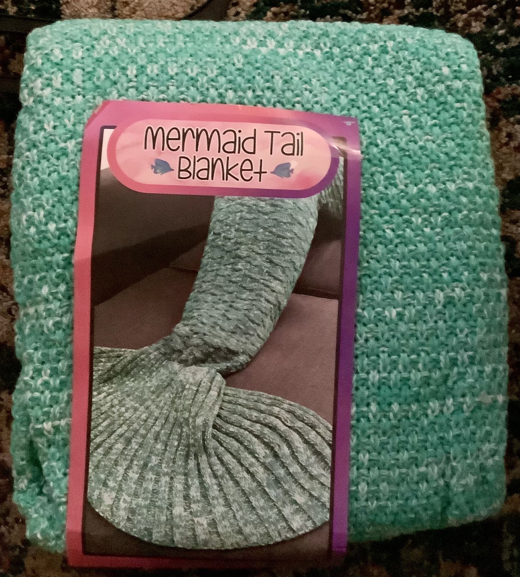 Brand New Mermaid Tail Blanket Green Crocheted 