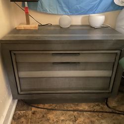 Charcoal Wooden Nightstand With Jewelry Drawer 