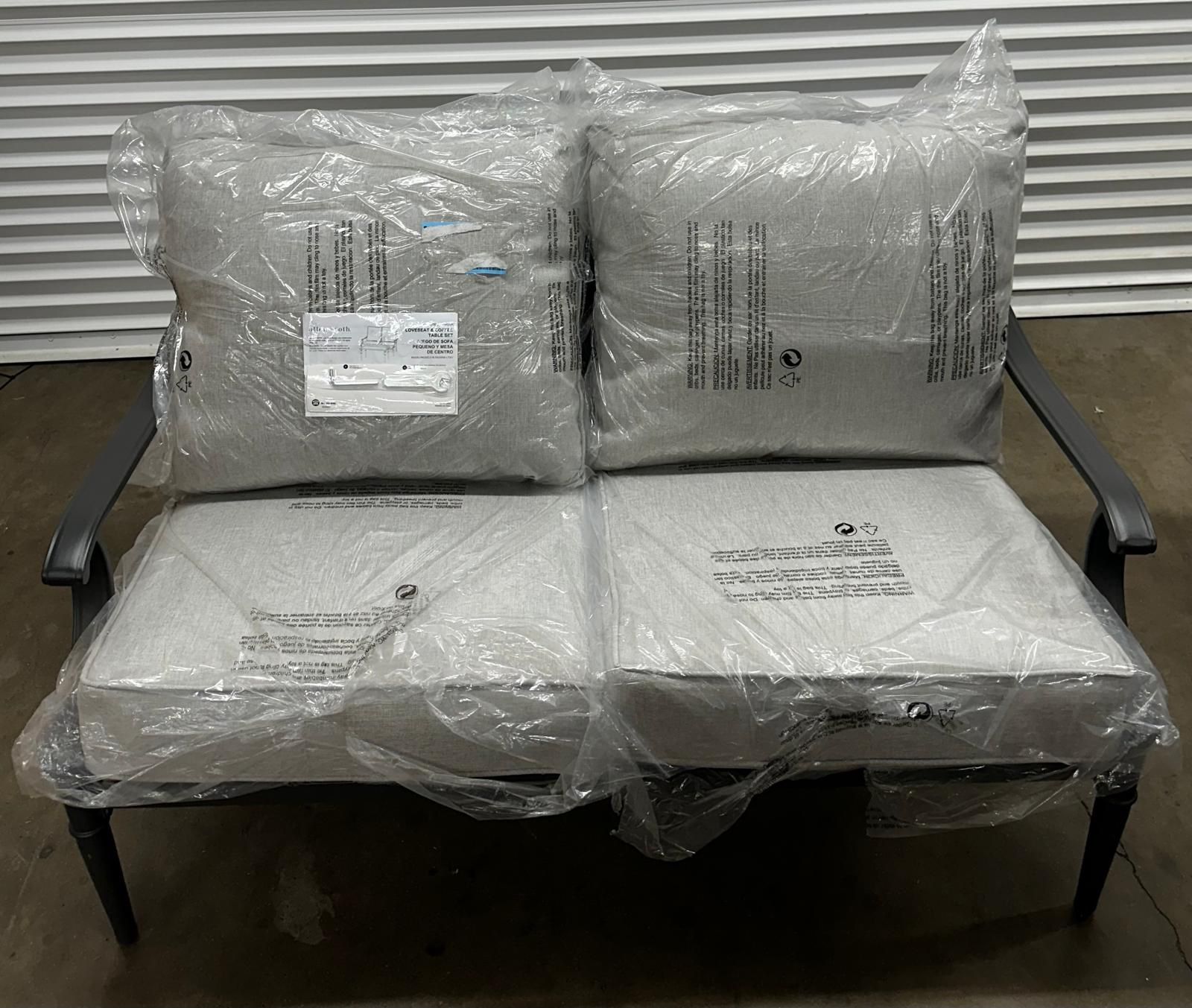 ALLEN + ROTH Thomas Lake 2 -Piece Patio Conversation Set with Light Gray Cushions