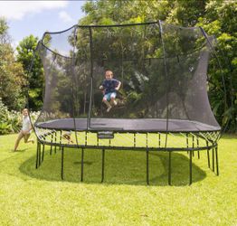 Spring free trampoline disassembled